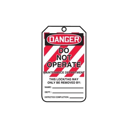 Accuform Safety Tags, DANGER DO NOT OPERATE MAINTENANCE DEPT, 5.75in x 3.25in, HS-Laminate, 25PK MLT401LTP